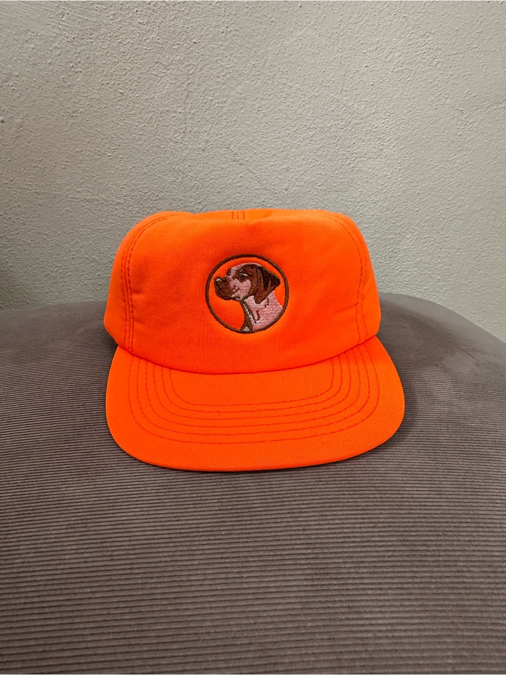 Vintage DUCK BAY Hat With Dog Blaze Orange Insulated Hunting Beagle
